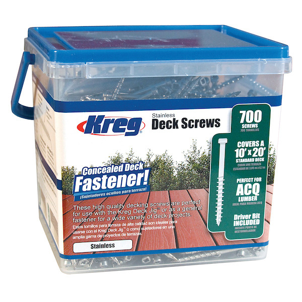 KREG® SDK-C2SS-700 Stainless Steel Deck Screw - 51mm/2.00", #8 Coarse-Thread, Pan Head, 700-count