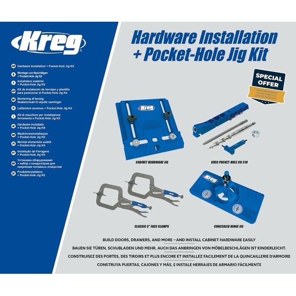 KREG® KHI-PROMO-INT21 Hardware Installation + Pocket-Hole Jig Promo Kit