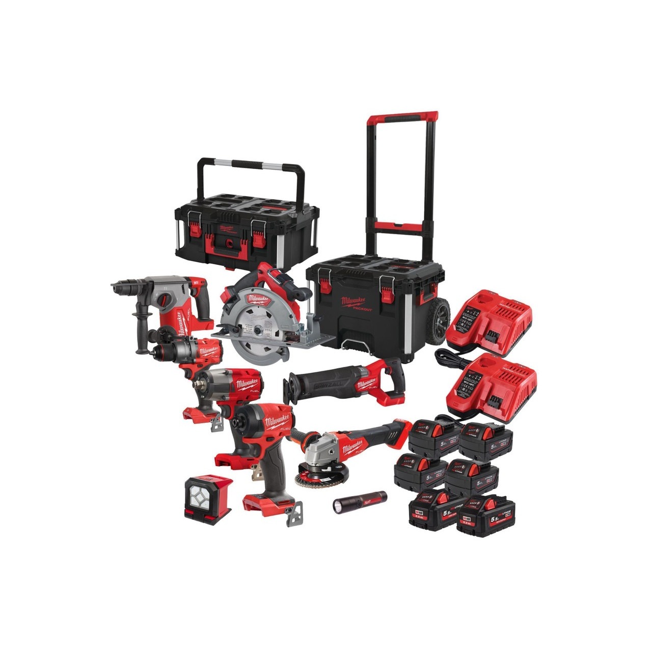 MILWAUKEE 4933499445 M18FPP9B-557P POWERPACK COMBO PACKOUT 18V