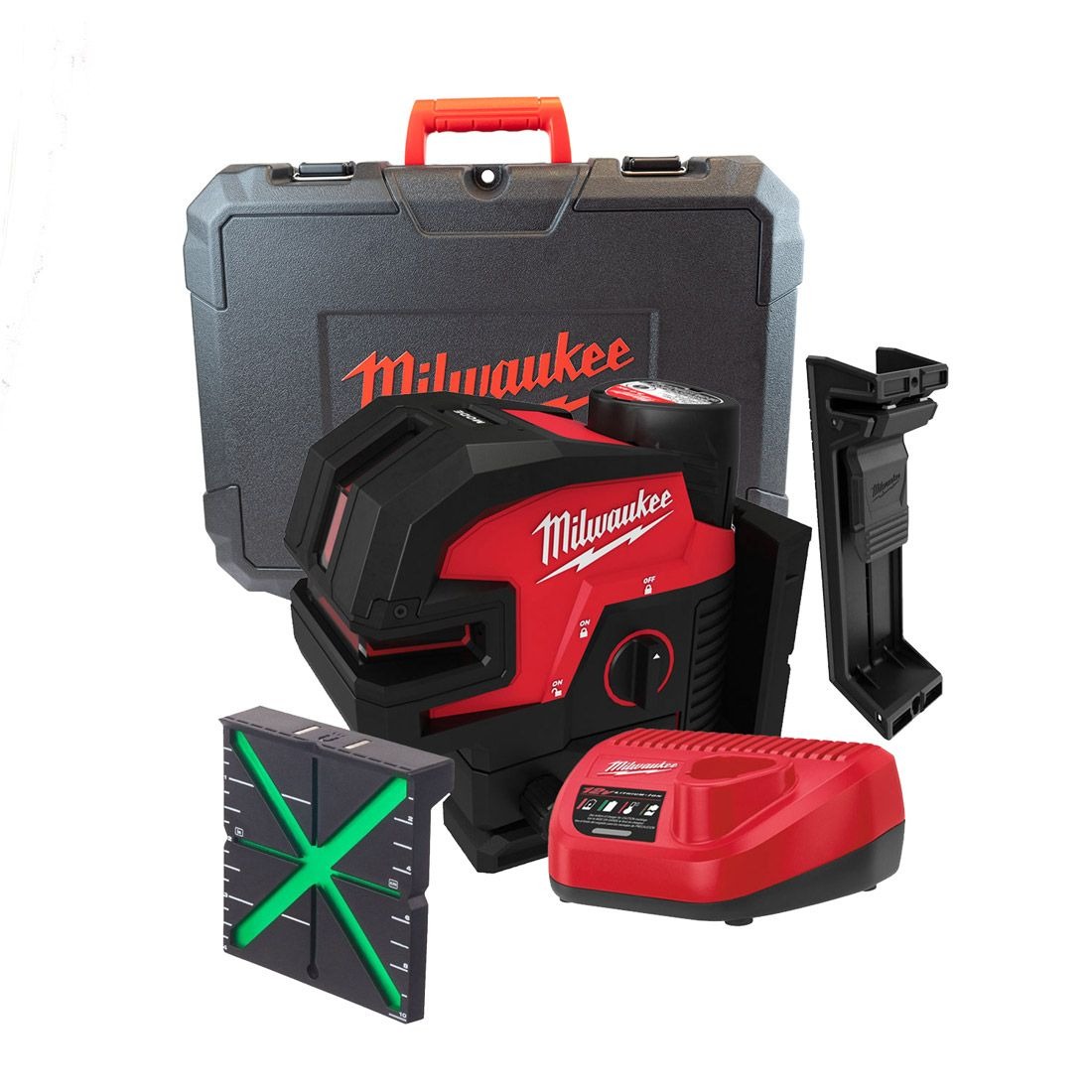 MILWAUKEE 4933479203 M12CLL4P-301C GREEN CROSS LINE LASER WITH 4 POINTS