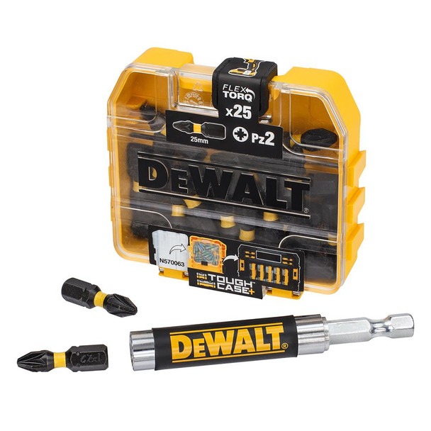 DEWALT EXTREME FLEXTORQ 25PCS PZ2 + MAGNETIC BIT HOLDER SET