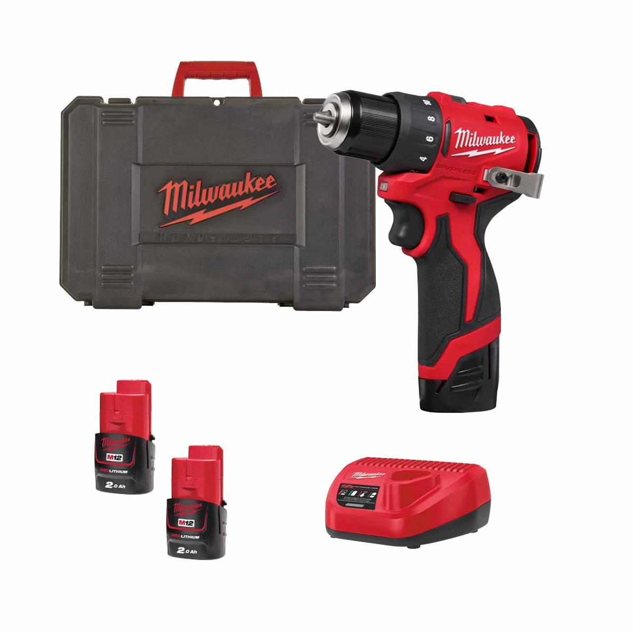 MILWAUKEE 4933500422 M12BLPDRC-202C COMPACT BRUSHLESS PERC. DRILL 12V