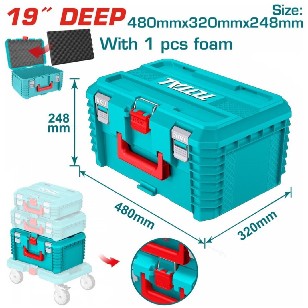 TOTAL DEEP PLASTIC TOOL BOX 19" 480mm x 320mm x 248mm TPBXS103
