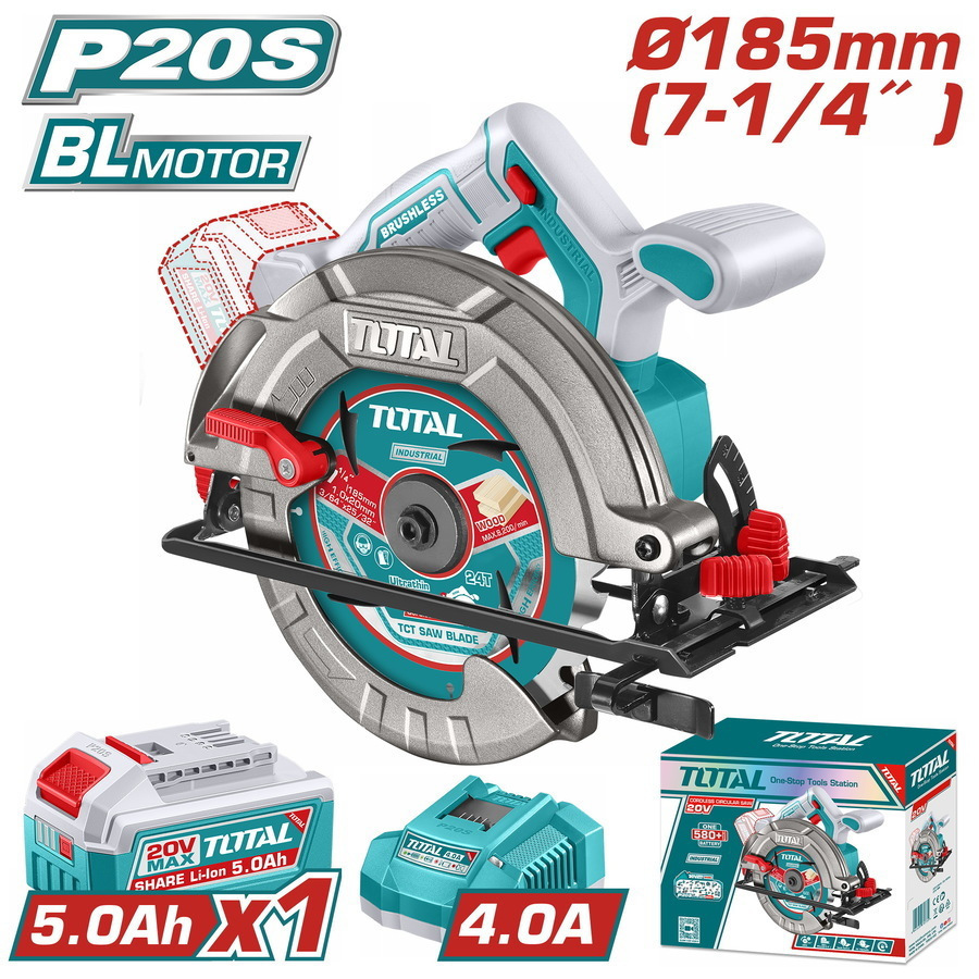 TOTAL CORDLESS Circular Saw 20V 1x5.0 Ah