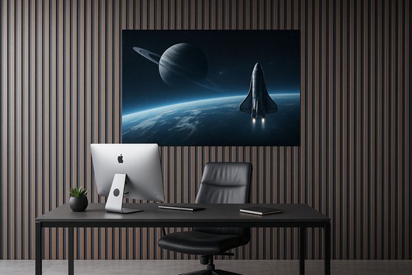 PS PANEL WITH 3D SLATS WALNUT/DARK GREY PIANO 4