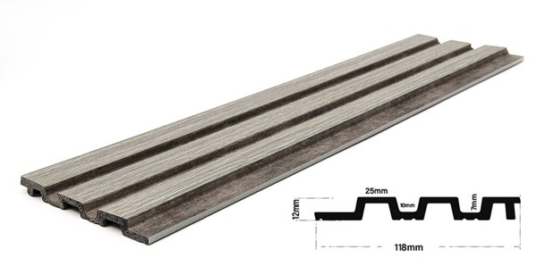 PS PANEL WITH 3D SLATS GREY OAK/RUST PIANO 3