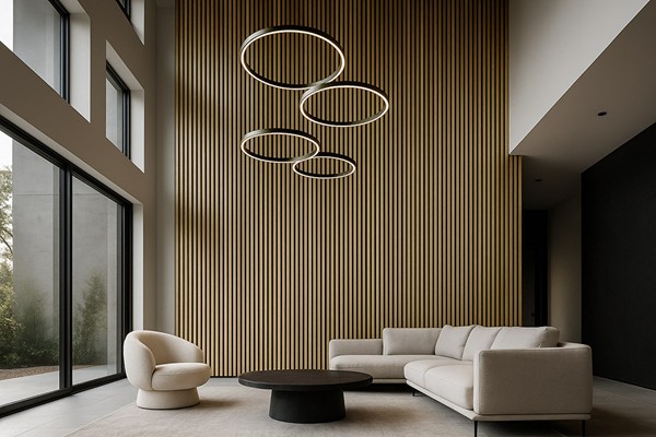 PS PANEL WITH 3D SLATS GOLDEN NAT.OAK/BLACK PIANO 4