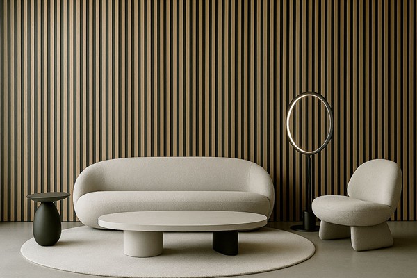 PS PANEL WITH 3D SLATS RESIDENCE NAT.OAK/BLACK 3