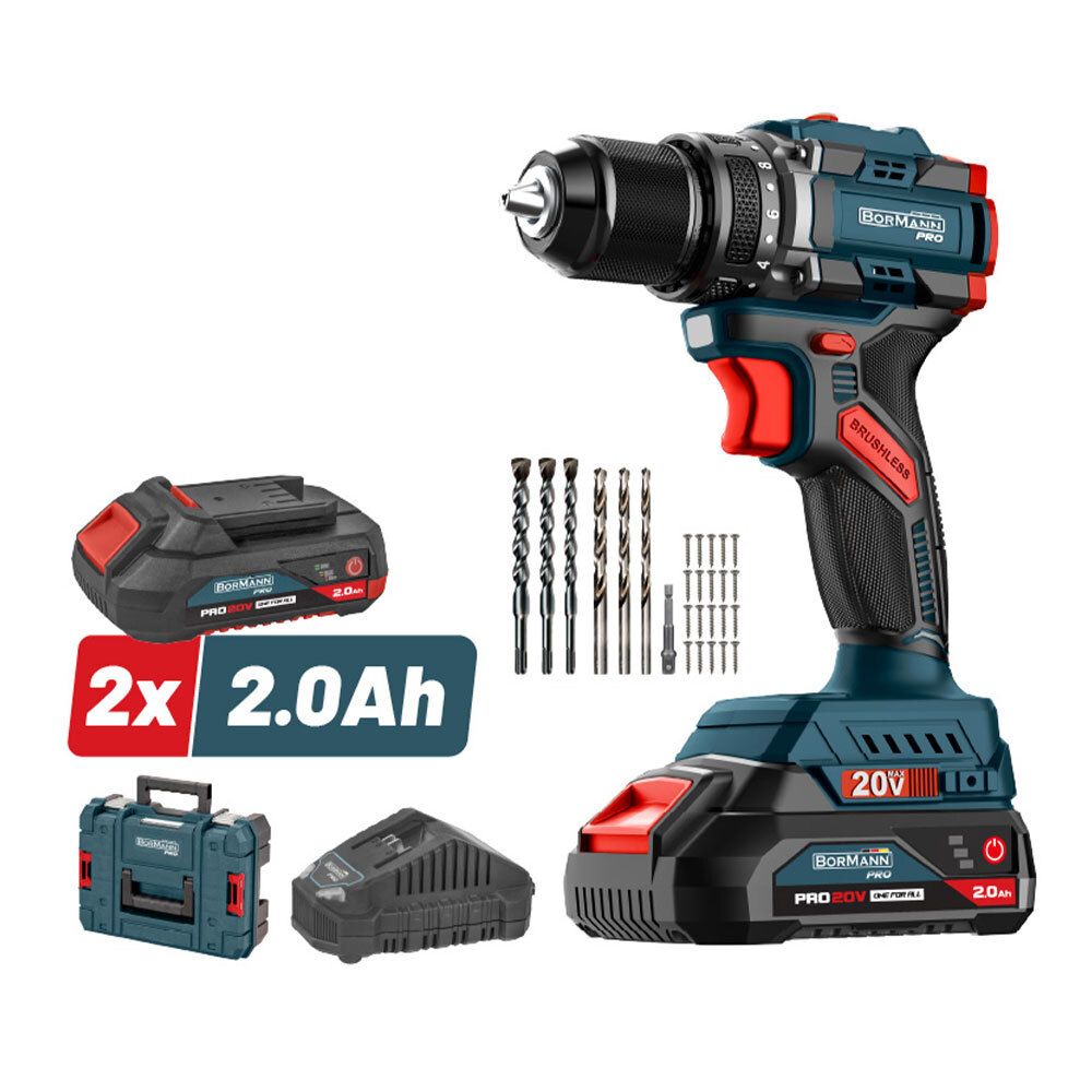 BORMANN PRO Cordless impact drill 20V 2 x 2Ah & accessories BBP5401X22CA